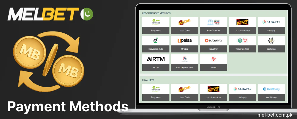 Deposit and withdrawal methods for Pakistan users on Melbet